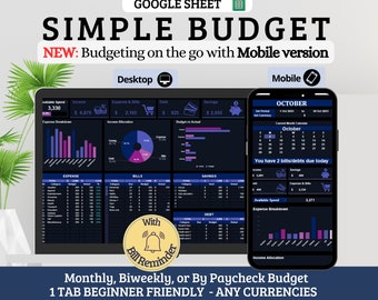 All-in-One Budget Spreadsheet: Google Sheets Finance Tracker (Digital Download)