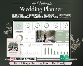 Wedding Planner Spreadsheet Wedding Budget Tracker Guest List Wedding Itinerary Seating plan engagement gifts Wedding Newspaper Excel Google