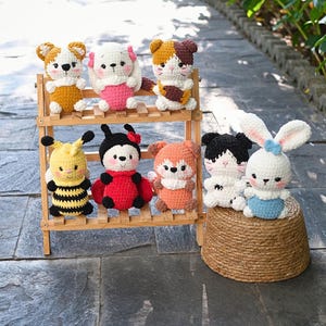 Crochet Animal Pattern Bundle, Amigurumi PDF, Corgi Fox Cat Bee Ladybug Rabbit