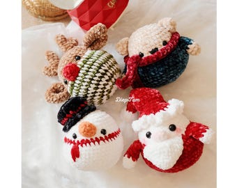 Crochet Christmas Pattern Bundle: Santa, Snowman, Reindeer, Bear (PDF)
