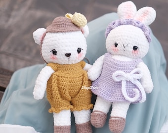 2IN1 BUNDLE Bear Rabbit Pattern- Crochet Bear Rabbit Pattern-Amigurumi Bear Rabbit-PDF English Pattern