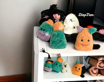 Halloween Amigurumi Crochet Pattern Bundle, Witch Pumpkin Ghost Frankenstein PDF