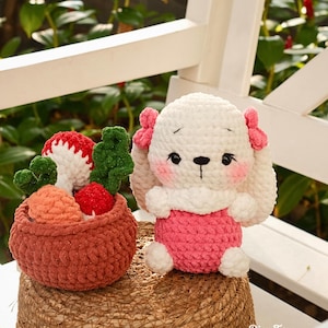 Schema coniglietto all'uncinetto, schema coniglio all'uncinetto, schema PDF in inglese, coniglio amigurumi, coniglietto carino