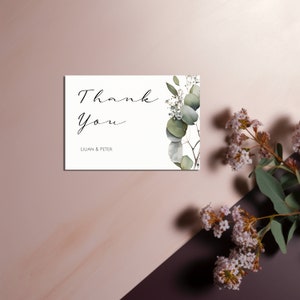 Editable Template | Eucalyptus Greenery Wedding Thank You Enclosure Card | Minimalist Thank You Template | Modern Thank You Letter | E1