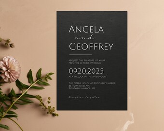 Black and White | Digital Editable Wedding Invitation Template | Modern Wedding | Printable | BM1
