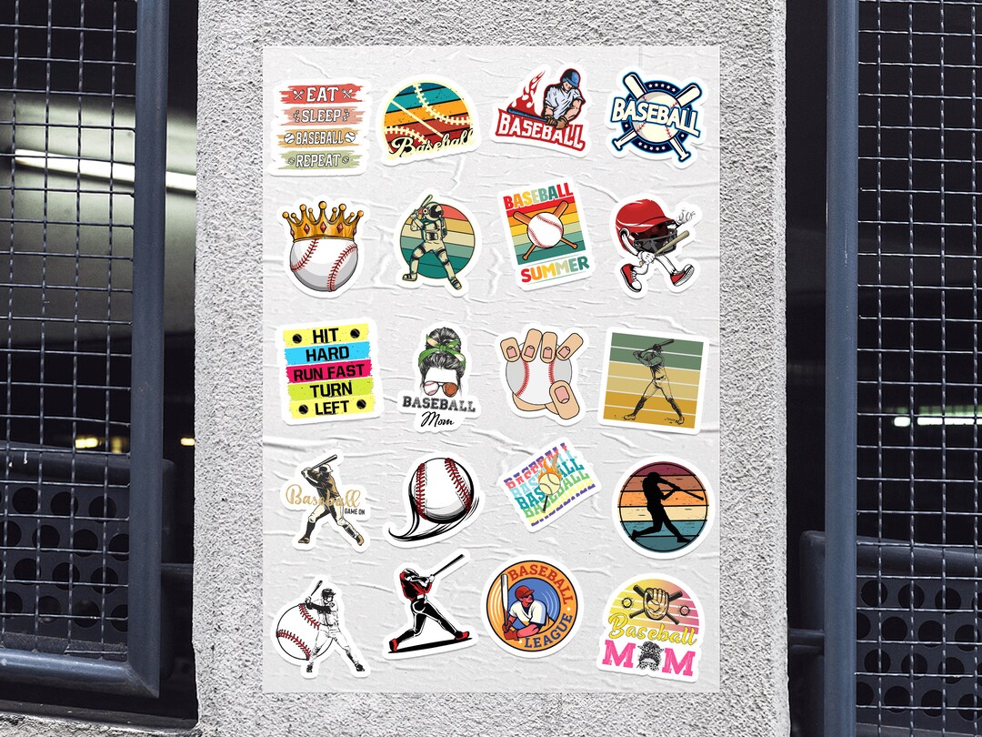 Pack 20 Pcs Waterproof Vinyl Baseball Sports Bumper Sticker Etsy