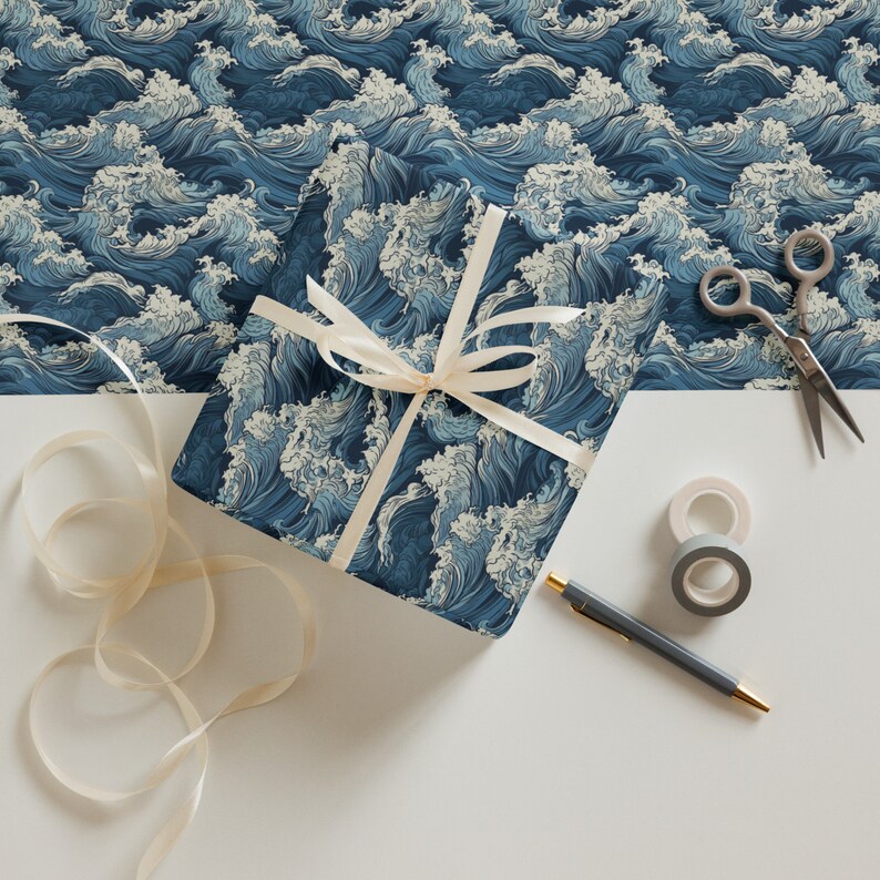 100 Sheets Ocean Waves Tissue Paper 20x14in For Beach