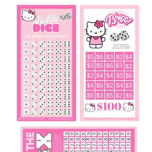 A6 Game Night Savings Challenge Bundle-Shut the Box-Roll the Dice-Bingo-A6-PINK HK