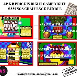 A5 Game Show Savings Challenge Bundle /The Price is Right// Mini Savings Challenge/Game Night Savings Challenges/4PK B