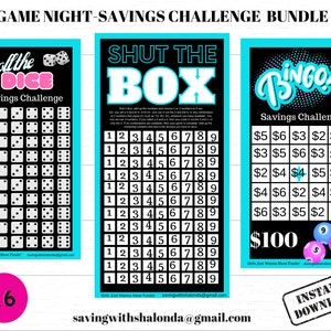 GAME NIGHT Savings Challenge Bundle-Shut the Box-Roll the Dice-Bingo-A6