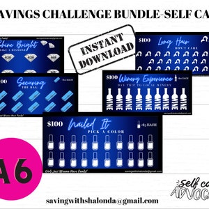 Savings Challenge Bundle/Self Care Savings Challenge/A6 Savings Challenge/ Savings Challenge Printable/Set of 10/A6 Mini Savings Challenge