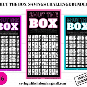 Shut the Box A6 Savings Challenge/SHUT THE BOX