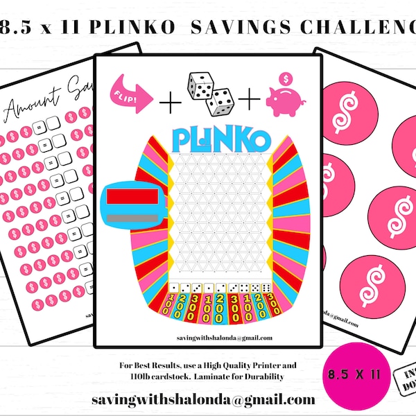 PLINKO Game Show Savings Challenge /The Price is Right/Game Show Theme Challenges /Game Night Savings Challenges/Printable Savings Challenge
