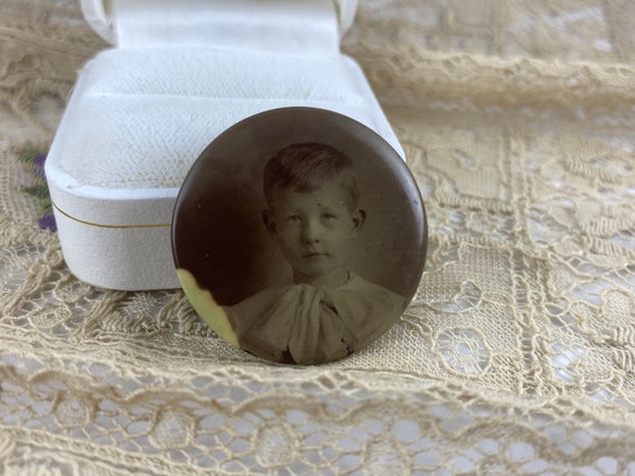 Antique photo pin, Victorian child - image 2