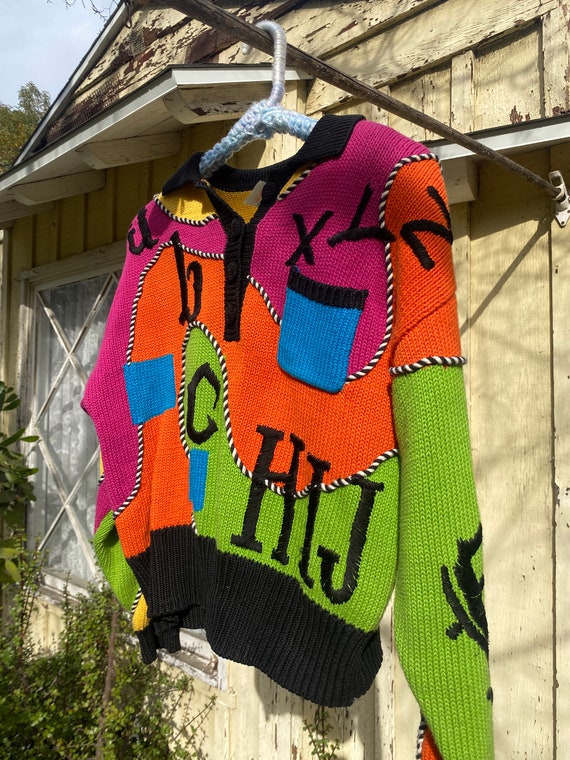 RARE 1980s Alphabet Sweater, Lisa Nichols Sample - image 8