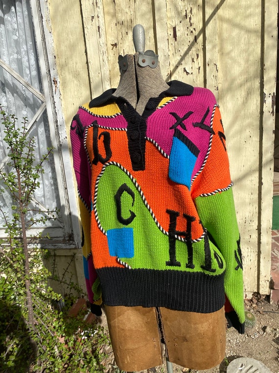 RARE 1980s Alphabet Sweater, Lisa Nichols Sample