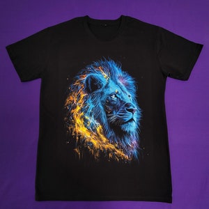Glow-in-the-Dark Lion T-Shirt - Unique, Luminous Graphic, Party & Festival Wear