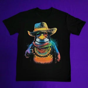 Handmade Glow-in-the-Dark Penguin Design T-Shirt - Unique Custom Tee, Perfect Gift
