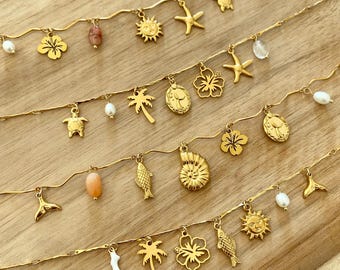 Créez votre collier à breloques personnalisé et unique, nouveau collier grigri tendance en acier inoxydable doré pour filles, chaîne charms