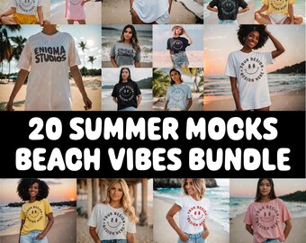 Summer Vibes Model Mockup Bundle, Oversized Tee Bundle, Aesthetic Mock, Sunset, Vacation Themed Mocks, Beach Mockup, Outdoor Mock Up Bundle,