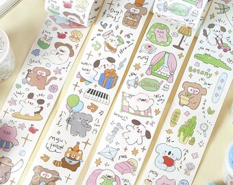 Bean Zoo / Washi Tape / creazione di carta, regalo per lunedì, regalo artigianale, oggetti effimeri vintage, diario a tema artistico, creazione di calendari / B315-3 / PS-RT-1376