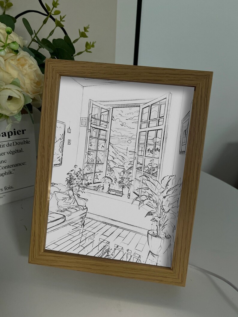 Art Line Drawing Light Painting, Wall Art Light Box, Wall Hanging