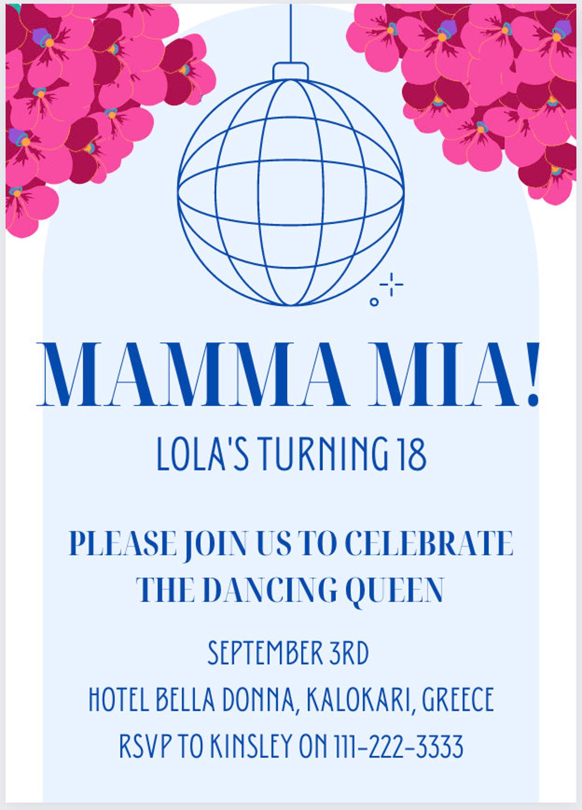 Mamma Mia Birthday Invitation | Birthday Invitation | Mamma Mia Themed ...