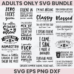 Adult SVG Bundle, Swear SVG bundle, Rude svg, Crafting Bundle, Adult quotes svg, Savage svg, Funny svg bundle, bitch svg