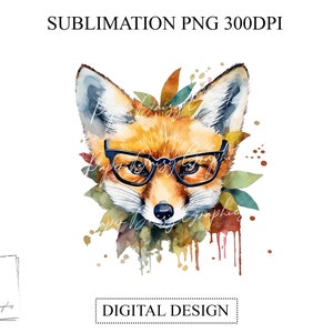 Fox watercolor Sublimation Design, Fox PNG, Fox sticker, Fox digital sticker, Fox sublimation, Fox sublimation download