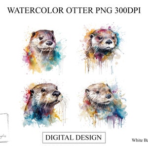 Otter Watercolor Wall art, Otter, Otter sublimation, Otter printable, Otter download, Otter digital, Otter watercolor, Otter painting