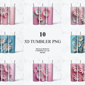 3D Tumbler Wrap Bundle, 3D Flower Tumbler, 3D Floral Tumbler, straight tumbler template, skinny tumbler template, 20oz tumbler, sublimation