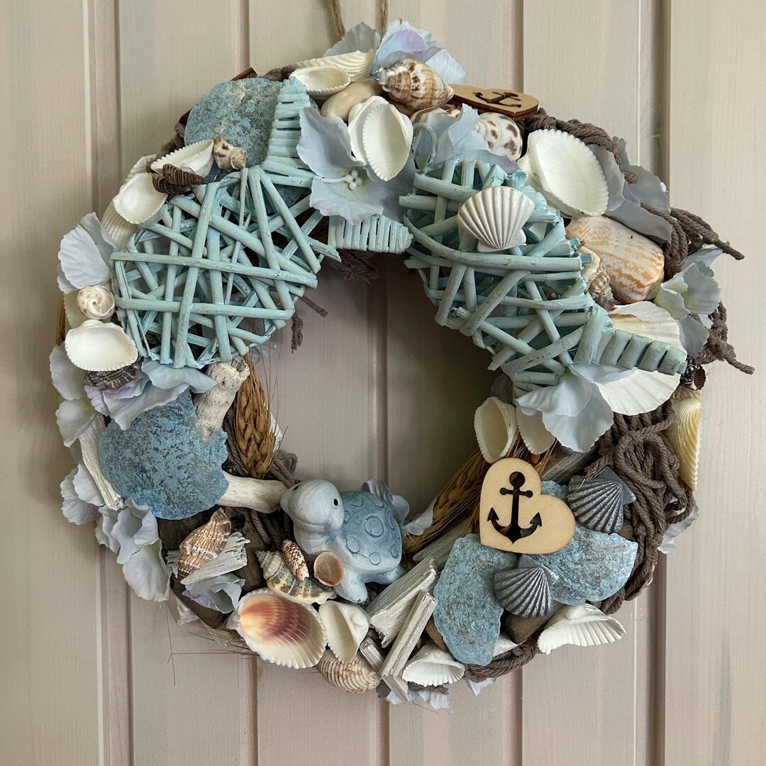 Custom Shell Wreath Shell Wreath With Many Small Shells, Maritime, Coastal Love, Coastal ...