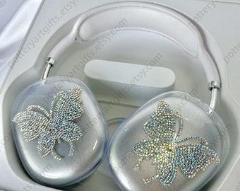 Bling Butterfly AirPods Max Cover,Sparkle AirPods Max Case,Diamond AirPod Max Attachment,Rhinestone AirPod Max Accessory,Niche Gift For her