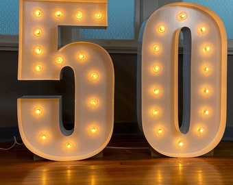 Metal & Wood Large Marquee Numbers 4ft 5ft 6ft Large Light Up Numbers 5 Feet Tall Large Numbers For Party Giant LED Big Numbers Marquee Sign