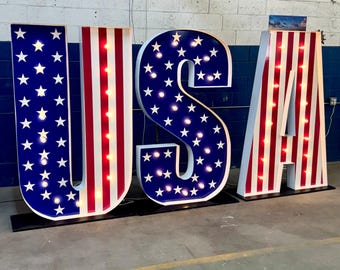 Custom Large Marquee Letters with Printed Face | 3ft 4ft 5ft 6ft Light Up Letters | Metal & Wooden Marquee Letters Marquee Numbers Logo Sign