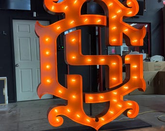 Custom Marquee Letters | Custom Marquee Sign | Wood & Metal Large Light Up Letters 4 Feet Tall 5 Feet Tall Black Large Light Up Numbers 6ft
