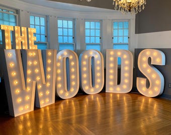 Large Marquee Letters Wooden 5ft Metal Marquee Letters with Lights 4 Feet Tall Metal Light Up Letters Wood Marquee Numbers 5ft LED Letters