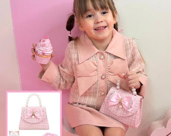 Tweed Little Girl Purse & Gift Box | Mini Purse for Girls Ages 3–6 | Plaid Little Girl Handbag | Designer Kids Purse Children Dress Up Purse