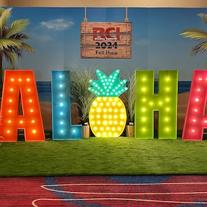 Large ALOHA Light Up Letters Light Up Sign | Large Pineapple Light Up Sign | Large Marquee Letters 4 feet tall | Big Letters | LED Letters