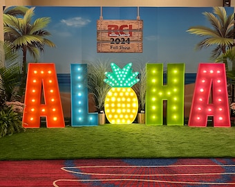 Large ALOHA Light Up Letters Light Up Sign | Large Pineapple Light Up Sign | Large Marquee Letters 4 feet tall | Big Letters | LED Letters