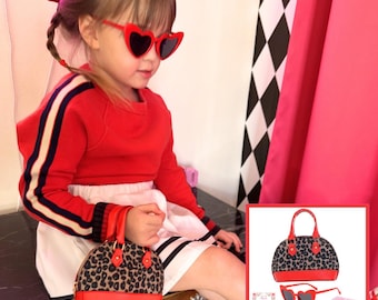 Designer Mini Toddler Purse for Girls Ages 1-3 | Leopard Print Baby Purse with Sunglasses & Gift Box | Little Girl Handbag | Kids Purse