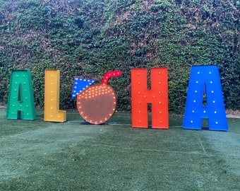 ALOHA Marquee Sign | Large Marquee Letters 5ft Tall | Large Light Up Letters 4ft 5ft | Large Marquee Letters with Lights | Giant Letters