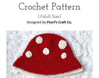 PDF Mushroom Bucket Hat and Beanie Crochet Pattern Adult Size
