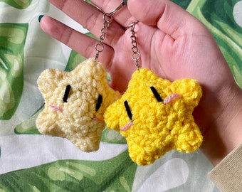 Mario Luma Star Crochet Keychains in Light Yellow and Golden Yellow