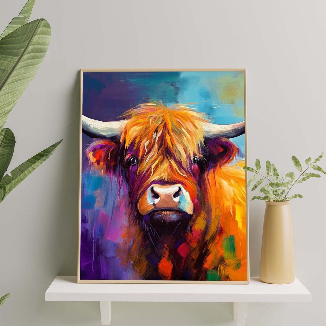 Highland Cow Art Print Highland Cow Wall Art Poster Etsy