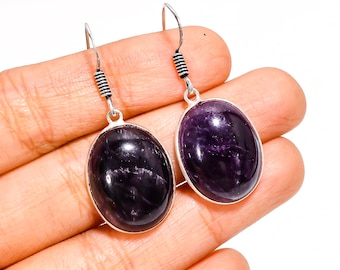 Dark Purple Amethyst Earrings, Purple Earrings, 925 Sterling Silver Earrings, Dangling Earrings, Purple Gemstone Earrings, Gift for Her