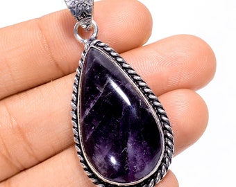 Amethyst Pendant, Amethyst Necklace, Purple Stone Pendant, 925 Sterling Silver Pendant, Chain Necklace, Amethyst Jewelry, Handmade Jewelry