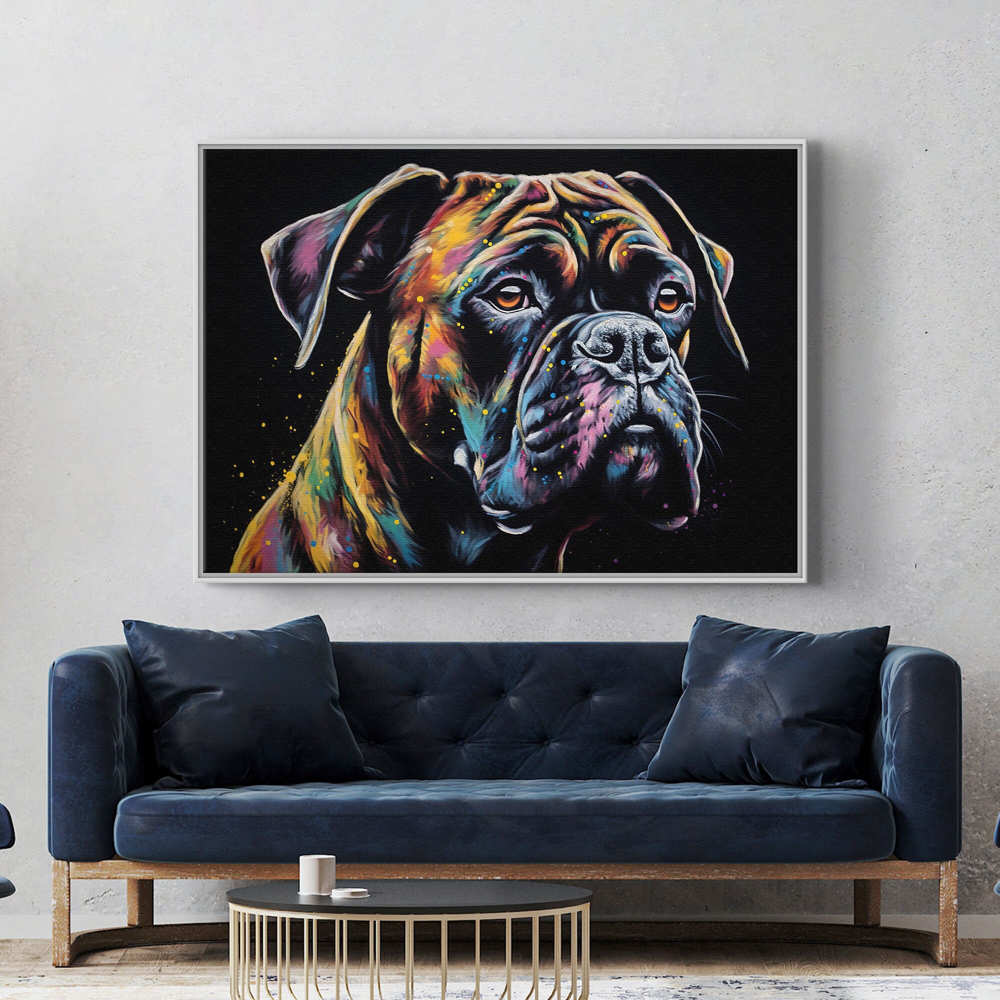 Boxer Art Print on Canvas, Gift for Dog Lovers, Abstract Large Animal