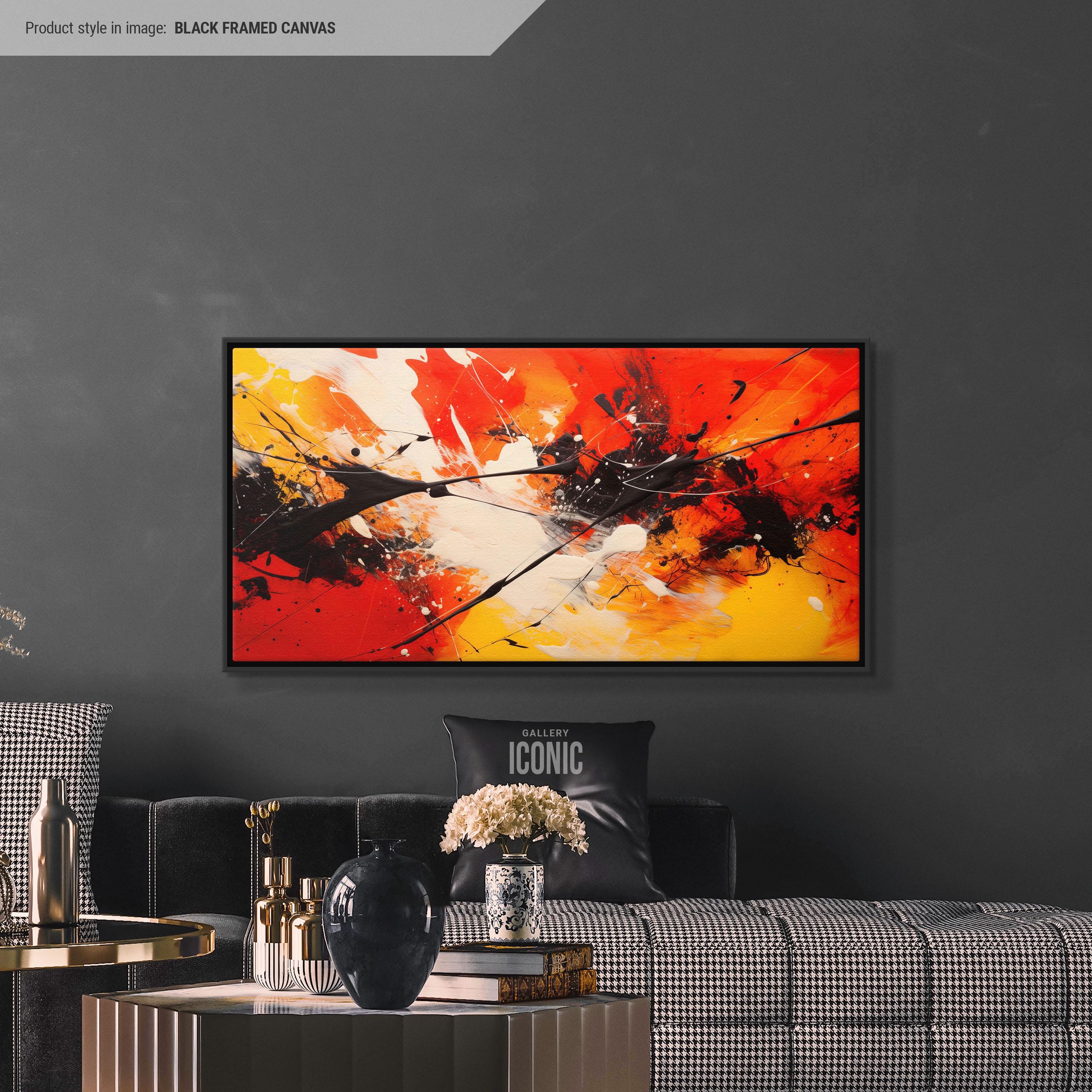Orange And Black Abstract Wall Art