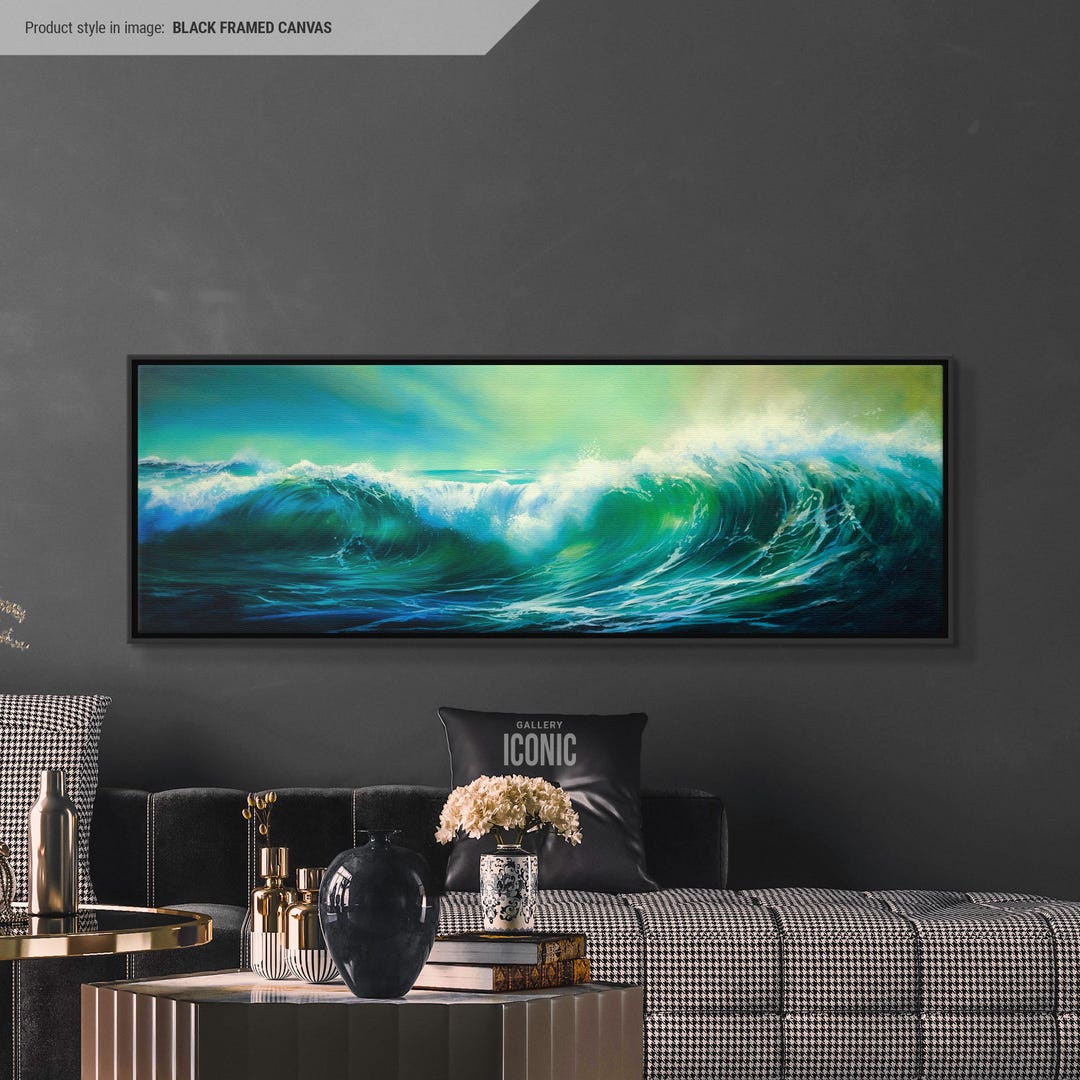 Panoramic Ocean Wave Canvas Print | Framed Seascape Wall Art - Etsy